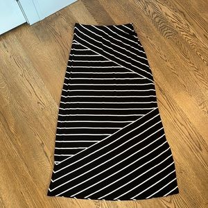 Ann Taylor Loft XXSP Petite Black and White Stripe Maxi Skirt